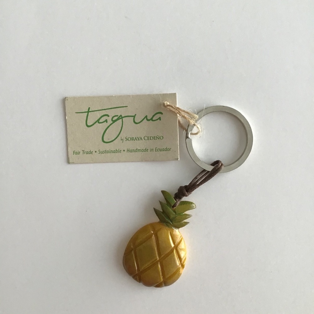 1 LEFT! NEW Pineapple Key Ring Chain Carved Tagua Nut Ecuador Hawaii Aloha HI - Picture 13 of 14